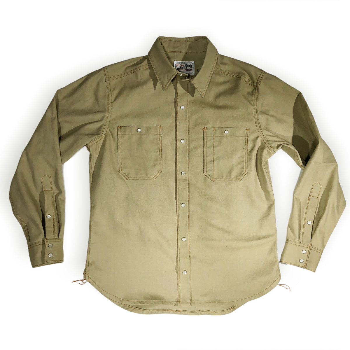 12oz USA Duck Canvas Selvage Khaki " 1960s DEADSTOCK" WORKSHIRT