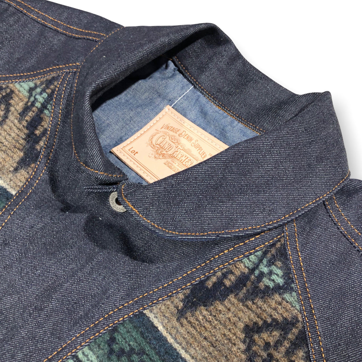 14oz Cone Mills Denim Cossack Jacket w/ Wool Insets