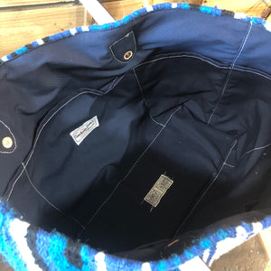 Hand Woven 100% WOOL Southwestern Tote Bag Indigo