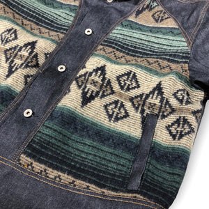 14oz Cone Mills Denim Cossack Jacket w/ Wool Insets
