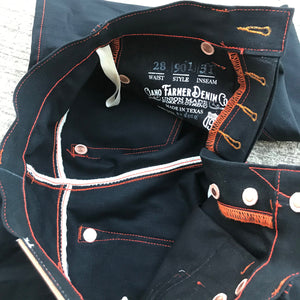 13oz JPN Black on Black "HARLEY" Orange Selvage Denim
