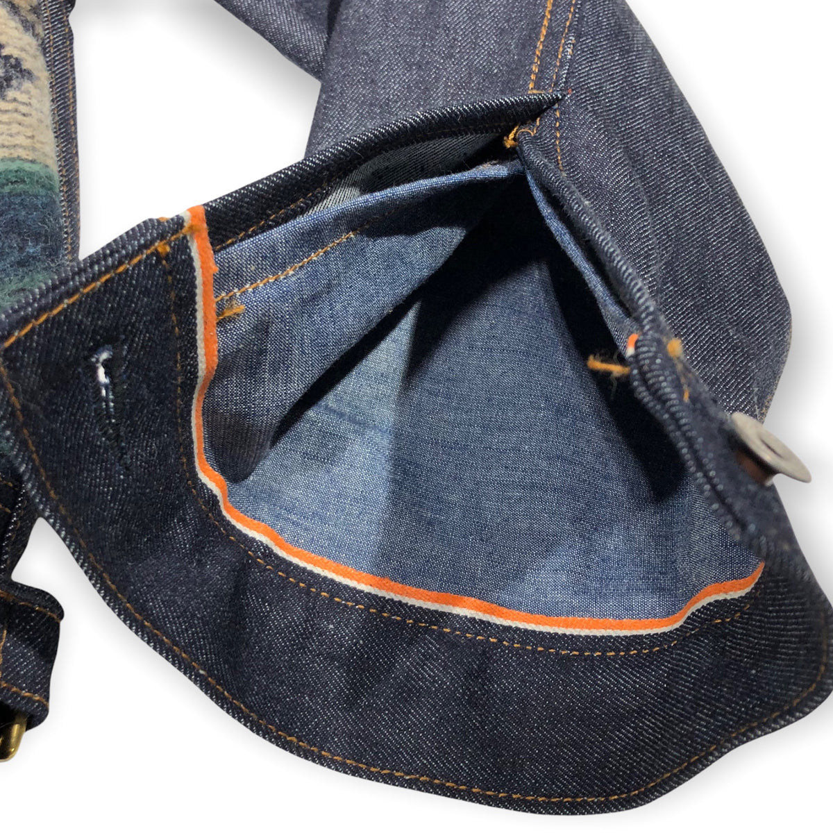 14oz Cone Mills Denim Cossack Jacket w/ Wool Insets