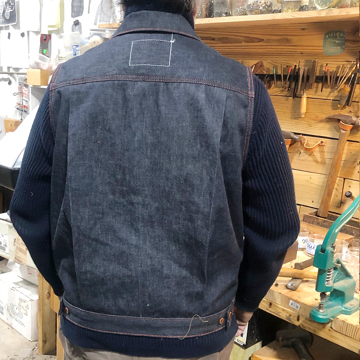 14oz Indigo Cone Mills Orange Selvage Biker Vest