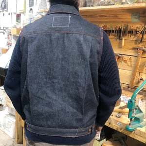 14oz Indigo Cone Mills Orange Selvage Biker Vest