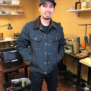 20oz Japanese INDIGO 'Secret Denim" LSR Style Jacket "unsanforized"