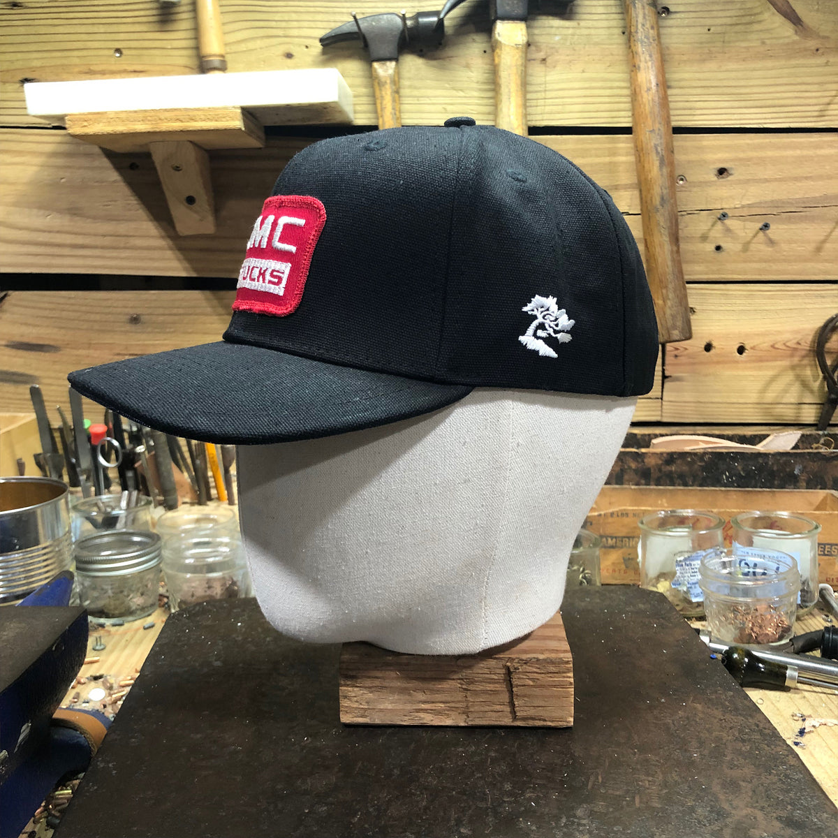 VINTAGE 1970's "GMC" Patch - 18oz Duck Canvas Snapback HAT Blank