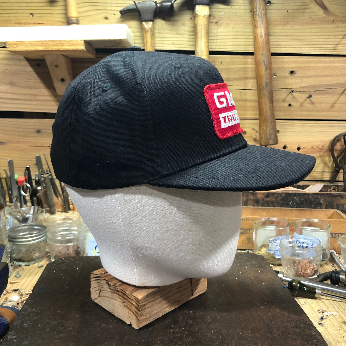VINTAGE 1970's "GMC" Patch - 18oz Duck Canvas Snapback HAT Blank