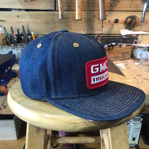 VINTAGE 1970's "GMC" Patch - 14oz TEXAS Denim Snapback HAT