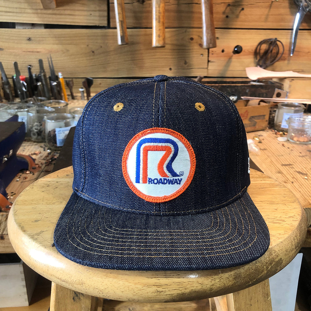 VINTAGE 1980's "ROADWAY" Patch - 14oz TEXAS Denim Snapback HAT