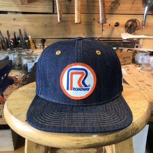 VINTAGE 1980's "ROADWAY" Patch - 14oz TEXAS Denim Snapback HAT
