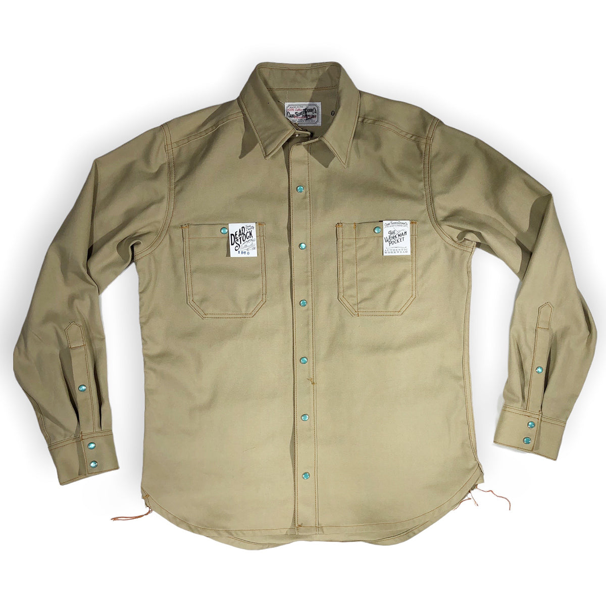 12oz USA Duck Canvas Selvage Khaki " 1960s DEADSTOCK" WORKSHIRT