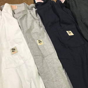 4.4oz TEXAS MADE " Workman Pocket " Crew Neck White
