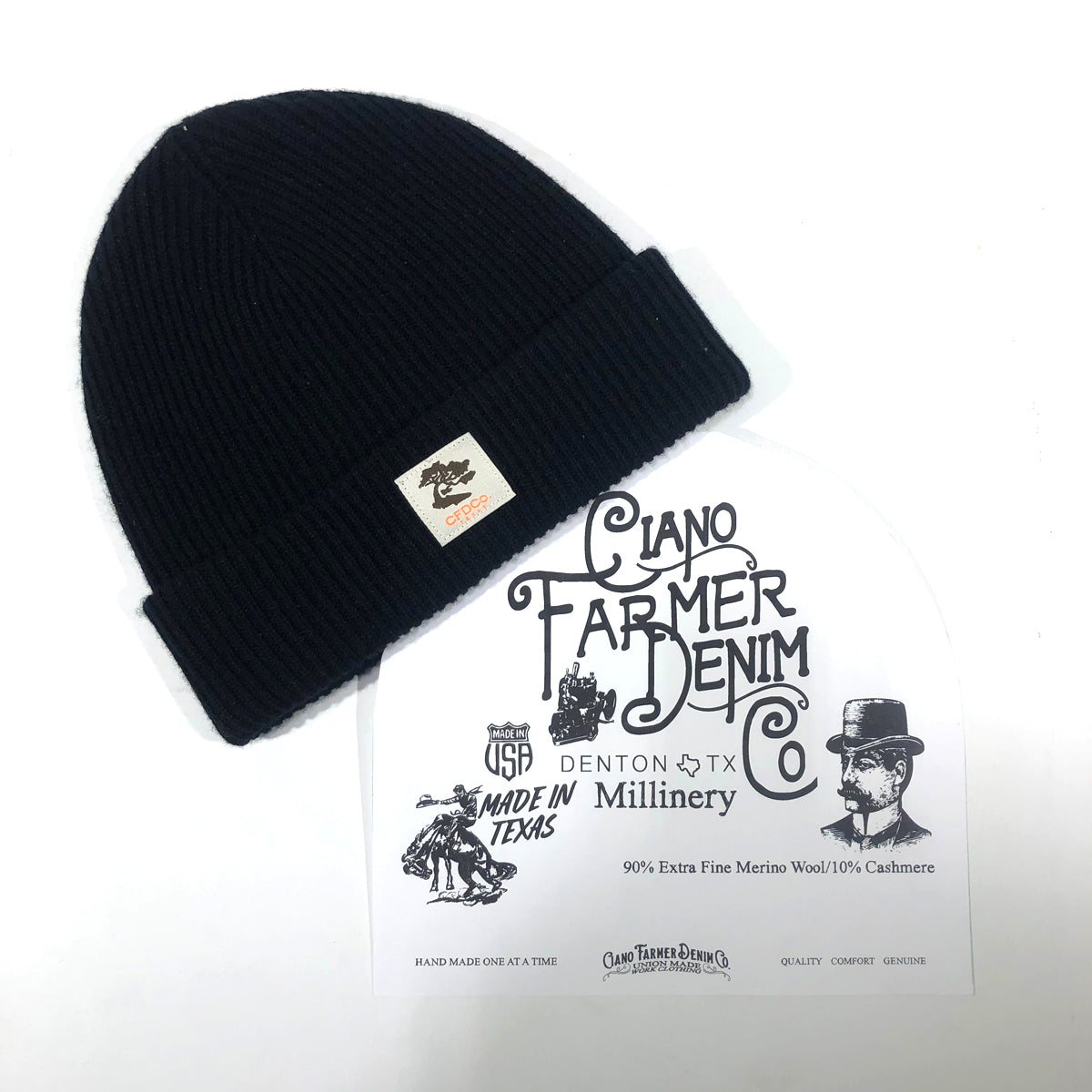 Black Cashmere Merino Wool Beanie