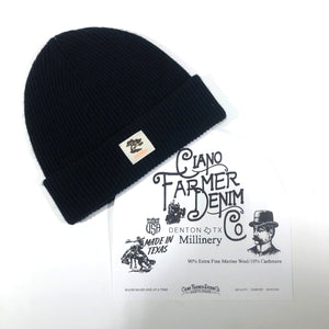 Black Cashmere Merino Wool Beanie