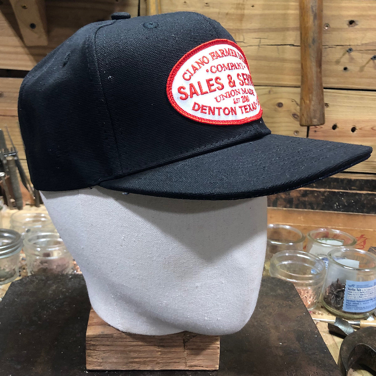 18oz USA Duck Canvas Snapback HAT "Black" Sales and Service Patch