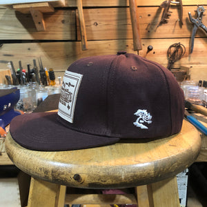 18oz USA Duck Canvas Snapback HAT Blank "BROWN" Veg Tan Leather Patch