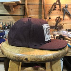 18oz USA Duck Canvas Snapback HAT Blank "BROWN" Veg Tan Leather Patch