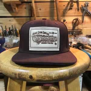 18oz USA Duck Canvas Snapback HAT Blank "BROWN" Veg Tan Leather Patch