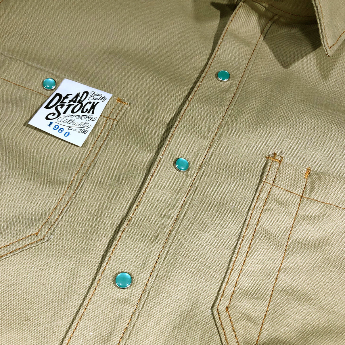 12oz USA Duck Canvas Selvage Khaki " 1960s DEADSTOCK" WORKSHIRT
