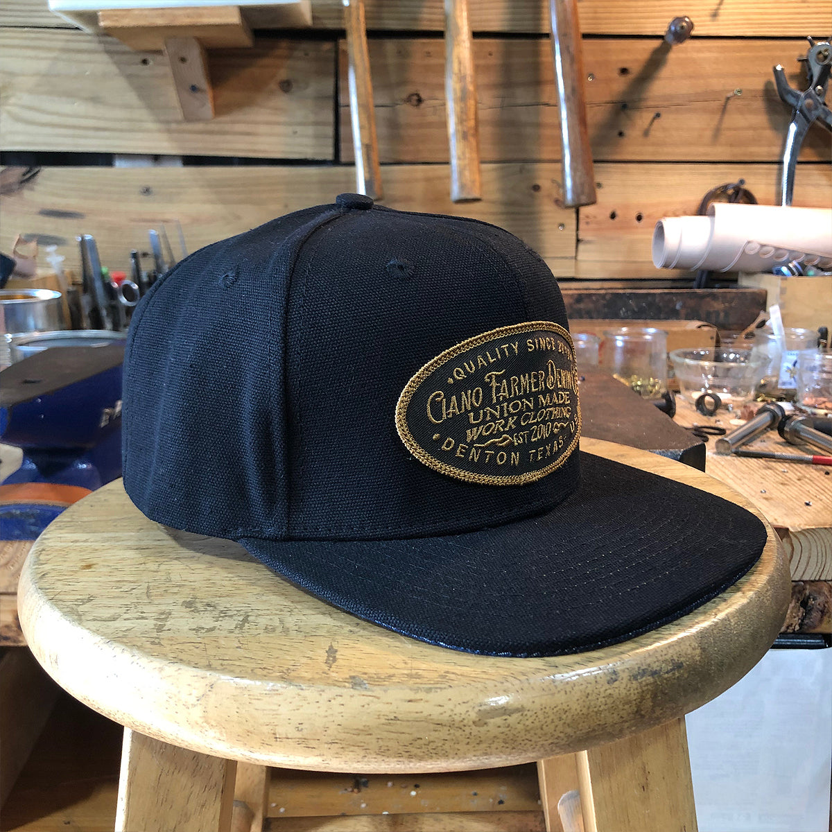 18oz USA Black Duck Canvas Snapback HAT CFDCo Shop Patch
