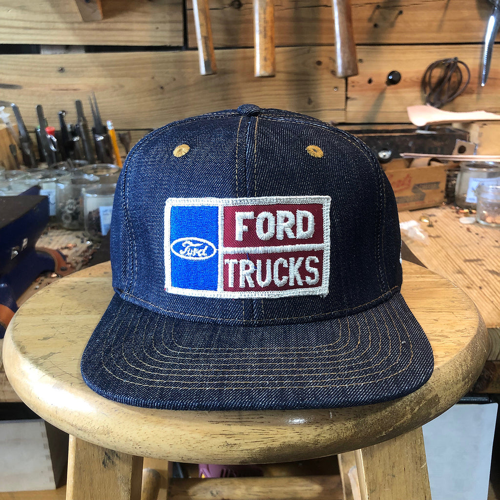 VINTAGE 1970's "FORD" Patch - 14oz TEXAS Denim Snapback HAT