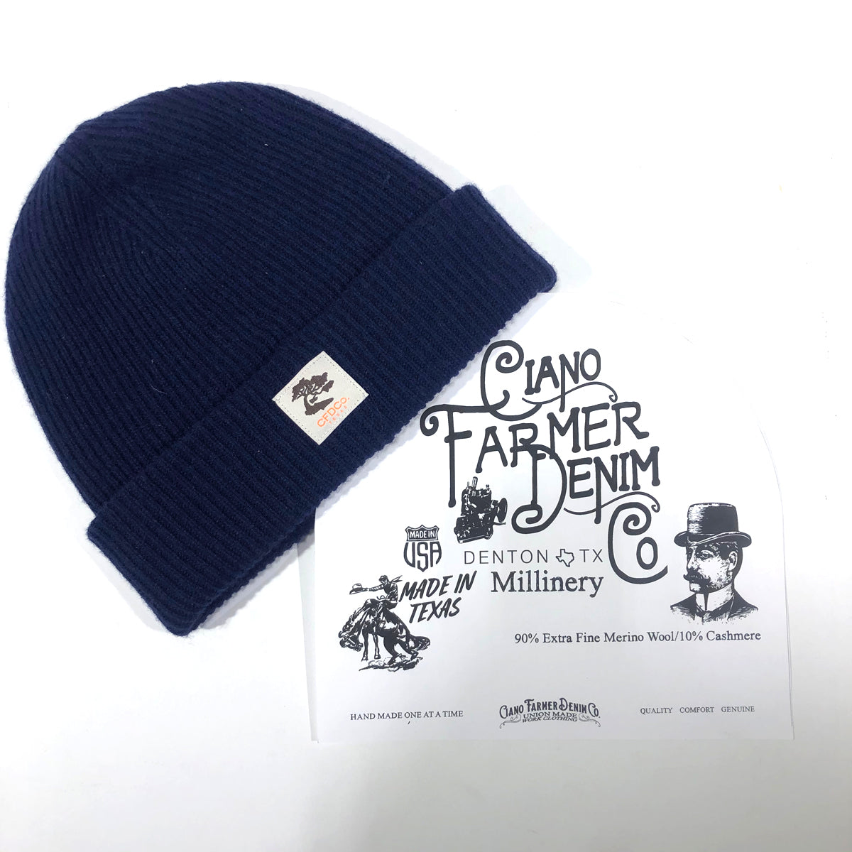 Navy Cashmere Merino Wool Beanie