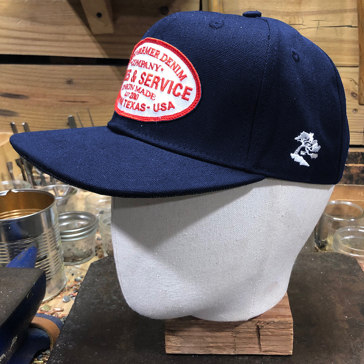18oz USA Duck Canvas Snapback HAT "Navy" Sales and Service Patch