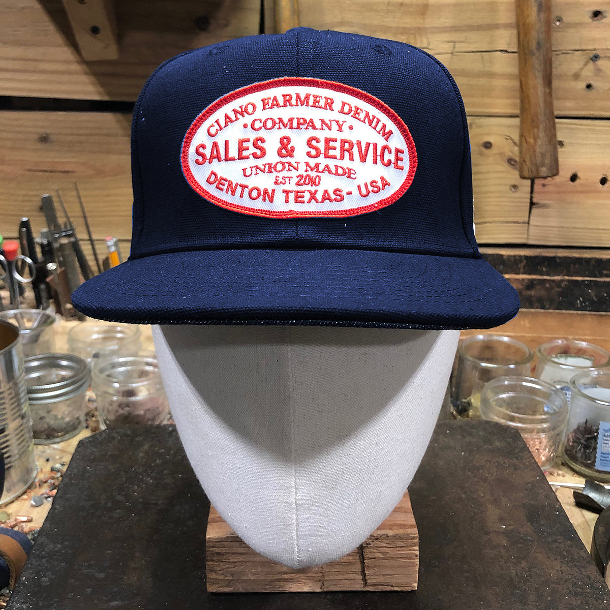 18oz USA Duck Canvas Snapback HAT "Navy" Sales and Service Patch