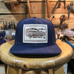 18oz USA Duck Canvas Snapback HAT Blank "NAVY" Veg Tan Leather Patch