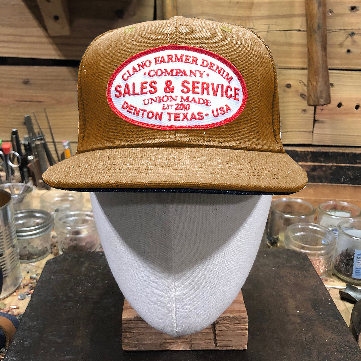 18oz USA Duck Canvas Snapback HAT "OCHRE" Sales and Service Patch