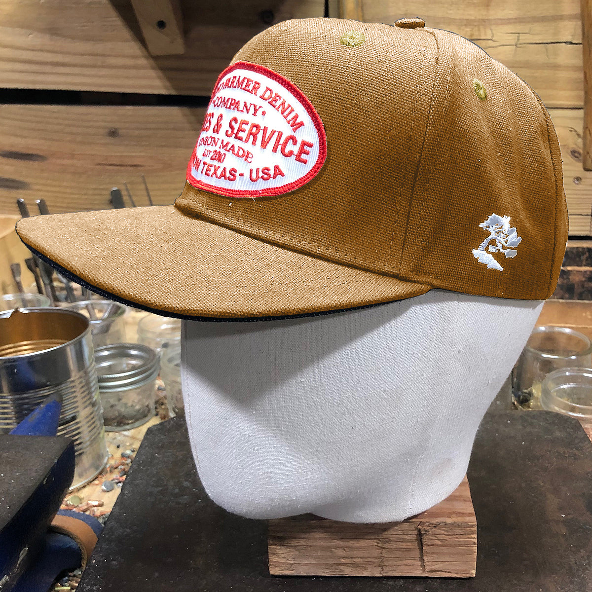 18oz USA Duck Canvas Snapback HAT "OCHRE" Sales and Service Patch