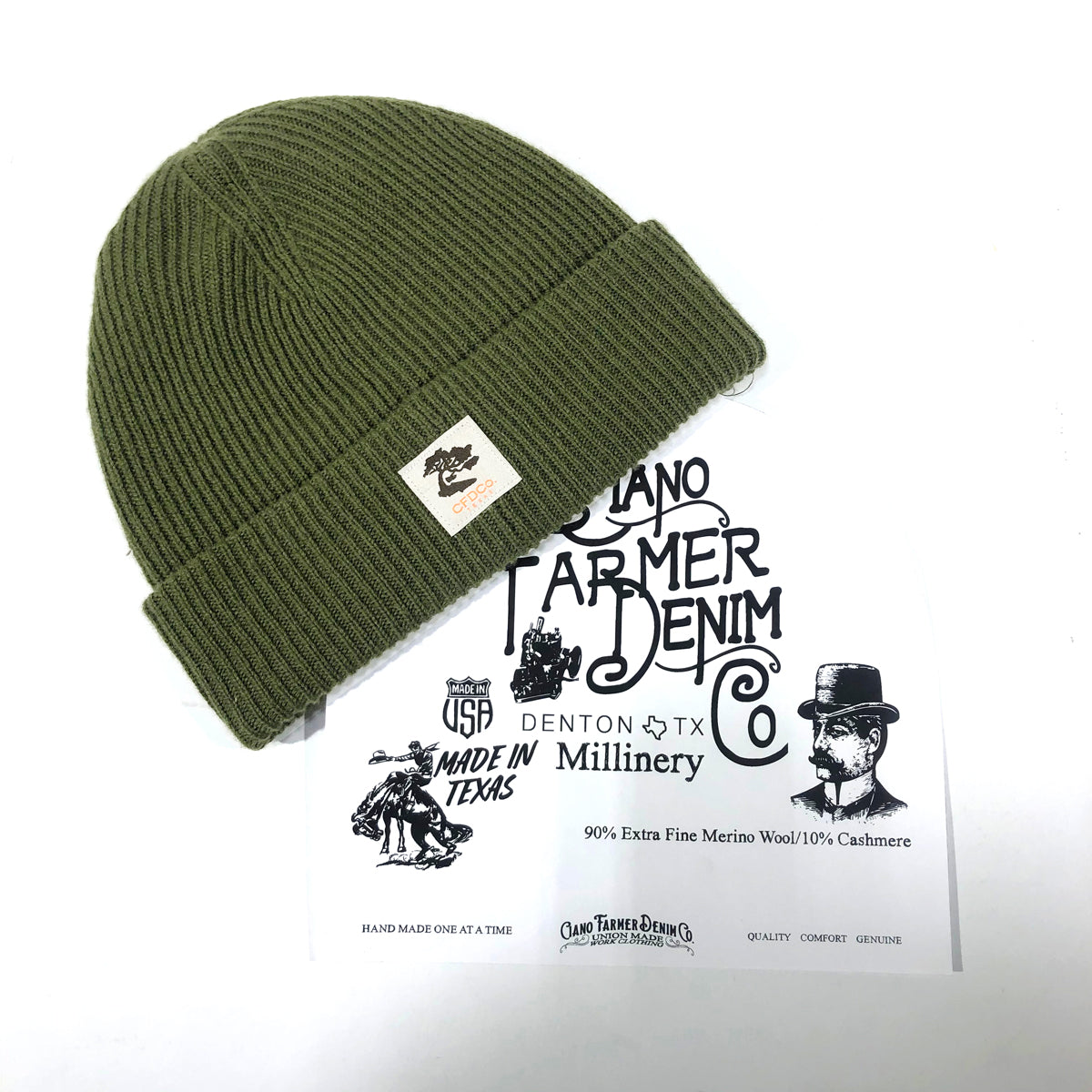 Olive Cashmere Merino Wool Beanie